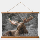 Moose Cabin art Black White Hangend Wandkleed (Voorkant)