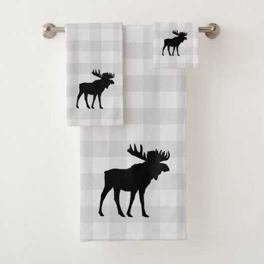 Moose Cabin Check Patroon Badhanddoek Set Bad Handdoek (Insitu)