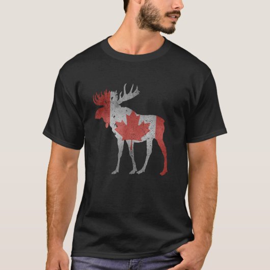 Moose Canada Flag Pride Vacation Travel Animal Can T-shirt (Voorkant)