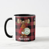 Moose Cartoon Be Merry Funny Plaid Gepersonaliseer Mok (Links)