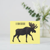 Moose cartoon illustratie briefkaart (Staand voorkant)