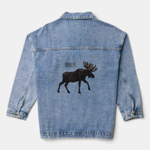Moose cartoon illustratie denim jacket