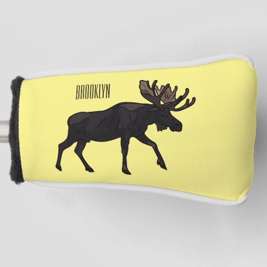 Moose cartoon illustratie golfheadcover (Voorkant)