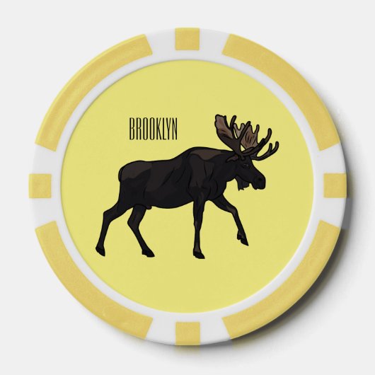 Moose cartoon illustratie poker chips (Voorkant)