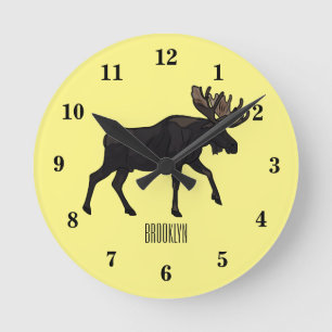 Moose cartoon illustratie ronde klok