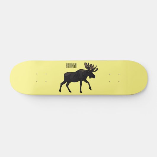 Moose cartoon illustratie skateboard (Horizontaal)