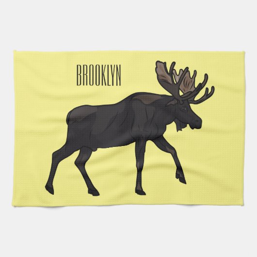 Moose cartoon illustratie theedoek (Horizontaal)
