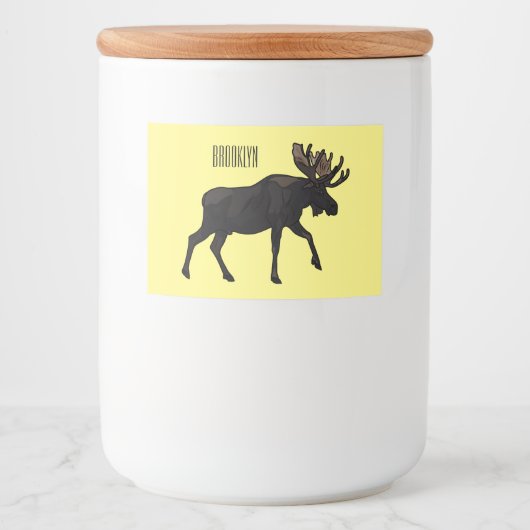 Moose cartoon illustratie voedselcontainer etiket (Voorkant)