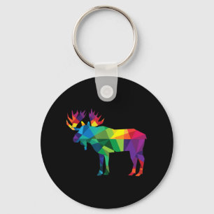 Moose colorful low poly art HUNTING theme hunters Sleutelhanger