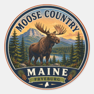Moose Country Fryeburg Maine Ronde Sticker