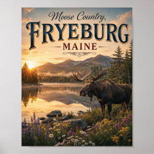 Moose Country Fryeburg Maine Vintage Wilde Dieren Poster