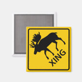 Moose Crossing Highway Sign Magneet (Voorkant / Achterkant)