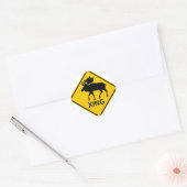 Moose Crossing Highway Sign Ronde Sticker (Envelop)