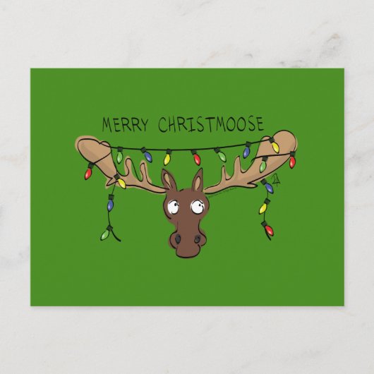 Moose Cute Funny Kerstmis Briefkaart (Voorkant)