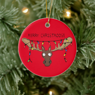 Moose Cute Funny Kerstmis Keramisch Ornament