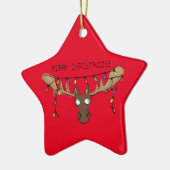 Moose Cute Funny Kerstmis Keramisch Ornament (Links)