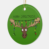 Moose Cute Funny Kerstmis Keramisch Ornament (Links)