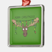Moose Cute Funny Kerstmis Metalen Ornament (Links)