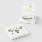 Moose Cute Funny Kerstmis Stenen Onderzetter (Zijkant)