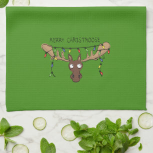 Moose Cute Funny Kerstmis Theedoek