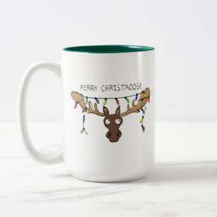 Moose Cute Funny Kerstmis Tweekleurige Koffiemok