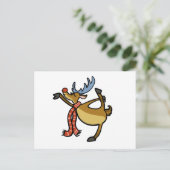 Moose dansende cartoon | achtergrondkleur kiezen briefkaart (Staand voorkant)
