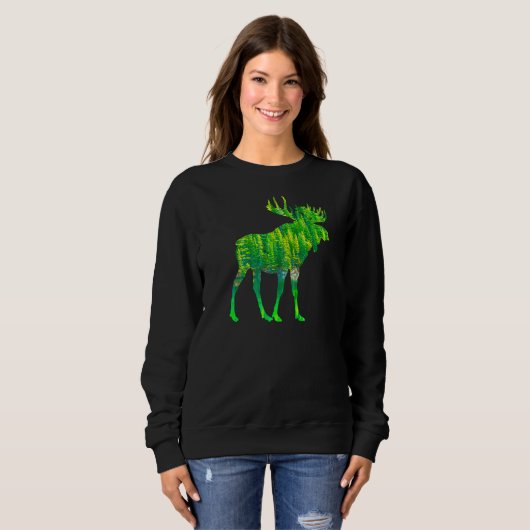 Moose Deer ReindeAnimal Motif Wilderness Forest Trui (Voorkant volledig)