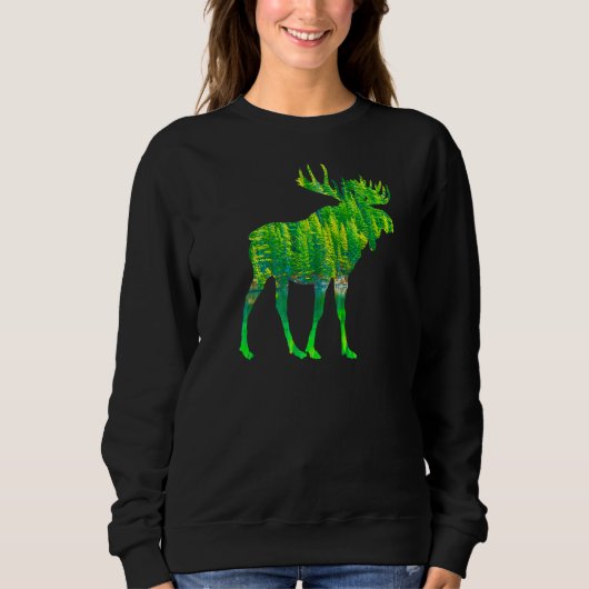Moose Deer ReindeAnimal Motif Wilderness Forest Trui (Voorkant)