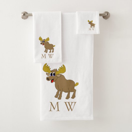 Moose Design Monogram Bad Handdoek (Insitu)