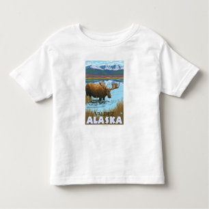 Moose Drink aan het meer van Valdez, Alaska Kinder Shirts