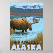 Moose Drink aan het meer van Wrangell, Alaska Poster (Voorkant)