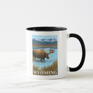 Moose Drink het meer - Wyoming Mok