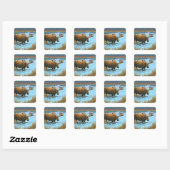 Moose Drink het meer - Yellowstone National Vierkante Sticker (Vel)