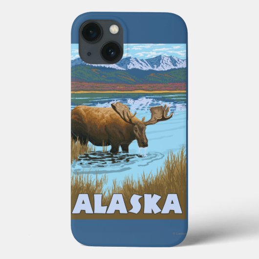 Moose Drink Poster voor watervlekreizen Case-Mate iPhone Case (Achterkant)