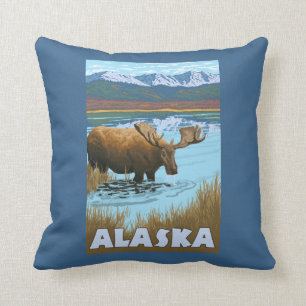 Moose Drink Poster voor watervlekreizen Kussen
