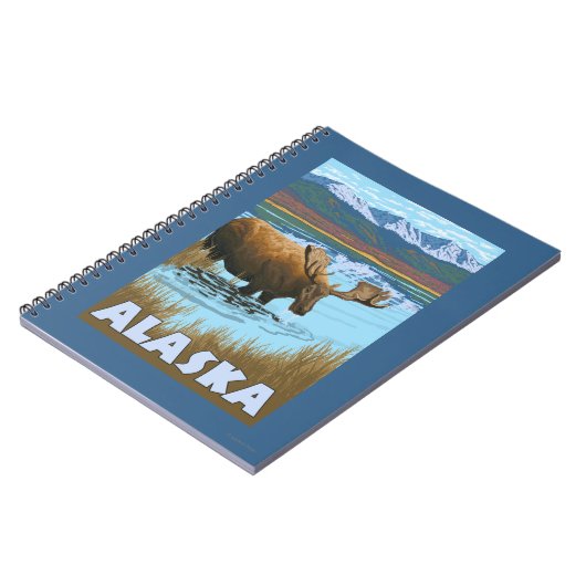 Moose Drink Poster voor watervlekreizen Notitieboek (Linkerzijde)