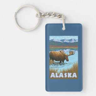 Moose Drink Poster voor watervlekreizen Sleutelhanger