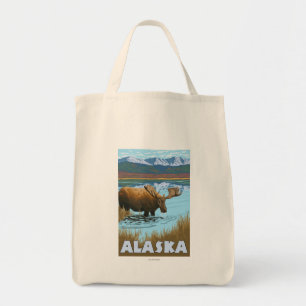 Moose Drink Poster voor watervlekreizen Tote Bag