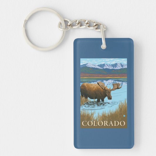 Moose DrinkingColorado Sleutelhanger (Voorkant)