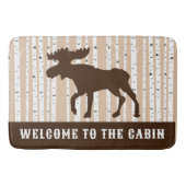 Moose Elk Birch Trees Rustic Lodge Cabin Badmat (Voorkant)