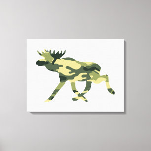 Moose / Elk Woodland Camouflage / Camo Canvas Afdruk