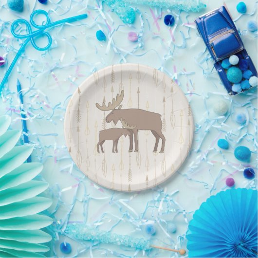 Moose en baby boho Paper Borden Papieren Bordje (Feest)