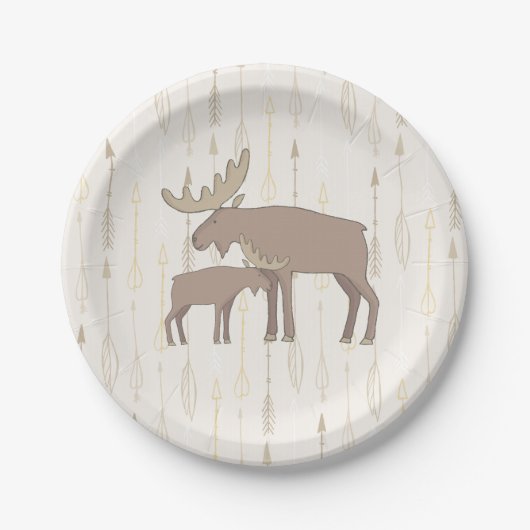 Moose en baby boho Paper Borden Papieren Bordje (Voorkant)