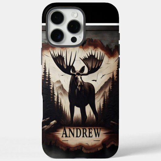 Moose en bergen houten teken Case-Mate iPhone case (Achterkant)