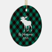 Moose en Buffalo Groen Plaid Patroon Kerstmis Keramisch Ornament (Rechts)