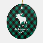 Moose en Buffalo Groen Plaid Patroon Kerstmis Keramisch Ornament (Links)