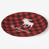 Moose en Buffalo Red en Black Plays Kerstmis Papieren Bordje (Gekanteld)