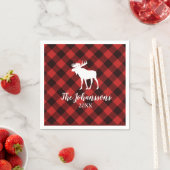 Moose en Buffalo Red en Black Plays Kerstmis Servetten (Insitu)