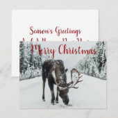 Moose En Hiver Carte De Vacances Neige (Devant / Derrière)