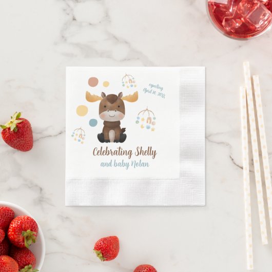 Moose en Mobiel baby shower cocktail servetten (Insitu)